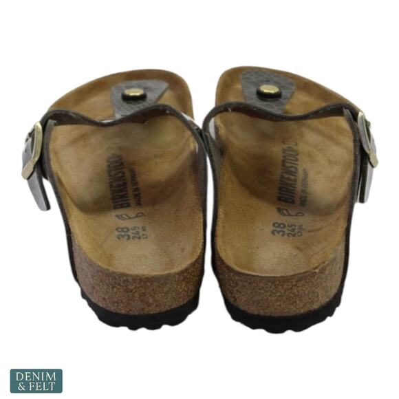 Birkenstock Gizeh Snake Print Sandals Women’s 7-7.5 EU 38 Comfort Cork Footbed - Picture 9 of 14
